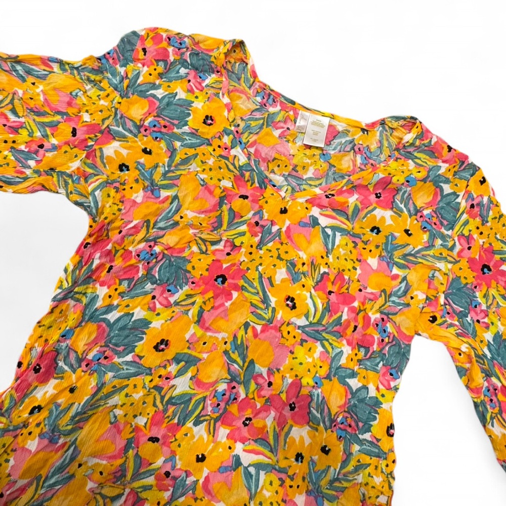 Anne Cole - Multicolor Floral Dress / Cover up with puffy bell sleeves - Picture 5 of 6